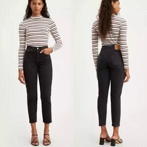 Levi's Wedgie High Rise Tapered Leg Jeans Women's Size 23 Black‎ Denim NWT